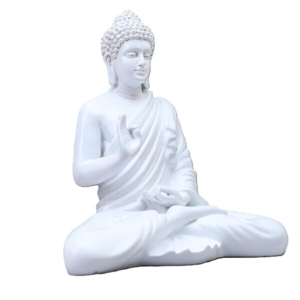 Fibreglass 2 Feet Buddha Statue for Home Decor Big Size Idols Living Room Door Entrance Decoration Items Decorative Showpiece, 2Ft (2 Feet White Glossy)