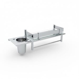 Filox 3-in-1 Stainless Steel Bathroom Organizer Shelf with Towel Rod Filox 3-in-1 Stainless Steel Bathroom Organizer Shelf with Towel Rod & Tumbler Holder | Wall Mounted Multipurpose Bathroom Rack | Rust-Proof, Space Saving Bathroom Accessory (15 X 5 INCH)