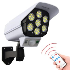 Fizzora Solar Light Outdoor 77 Led Motion Sensor Security Camera Fizzora Solar Light Outdoor 77 Led Motion Sensor Security Camera Shaped Wall Lamp, Waterproof, Rotatable for Home, Outdoor, Garden with Remote Control (Pack of 1)