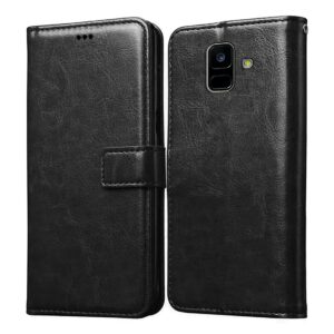 Flip Cover Back Case for Samsung Galaxy A6 | Premium Leather Finish | Inbuilt Pockets & Stand | Flip Cover Back Case for Samsung Galaxy A6 (Black)