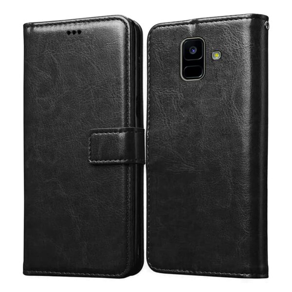 Flip Cover Back Case for Samsung Galaxy A6 | Premium Leather Finish | Inbuilt Pockets & Stand | Flip Cover Back Case for Samsung Galaxy A6 (Black)