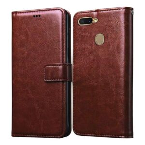 Flip Cover Compatible with Oppo A5s 4G / A7 4G | Premium Leather Finish | Inbuilt Pockets & Stand | Flip Cover Back Case for Oppo A5s 4G / A7 4G (Brown)