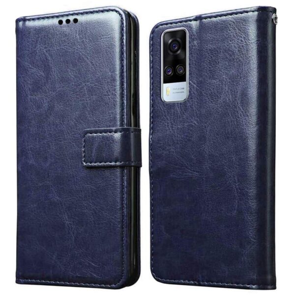 Flip Cover Compatible with Vivo Y51A / Y51 (2020) / Y31 (2021) | Premium Leather Finish | Inbuilt Pockets & Stand | Flip Cover Back Case for Vivo Y51A / Y51 (2020) / Y31 (2021) (Blue)