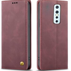 Flip Cover for Vivo V17 Pro Mobile Phone | Business Professional Case | Premium Leather Finish Back Cover | Foldable Stand | Wallet Card Slots | Top Trending (Wine Color)