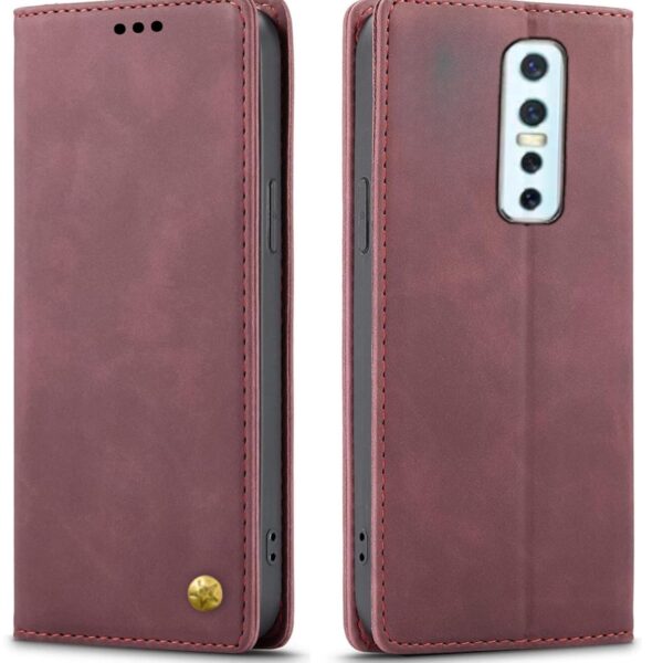 Flip Cover for Vivo V17 Pro Mobile Phone | Business Flip Cover for Vivo V17 Pro Mobile Phone | Business Professional Case | Premium Leather Finish Back Cover | Foldable Stand | Wallet Card Slots | Top Trending (Wine Color)