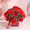 FlowerAura Premium Fresh Live Flower Bouquet of 10 Red Roses FlowerAura Premium Fresh Live Flower Bouquet of 10 Red Roses & 5 Pink Carnations In Glass Vase Gift For Birthday | Anniversary | Love | Home Decor | Mothers Day Gift For Mom (Same Day Delivery)