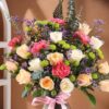 FlowerAura Premium Fresh Live Flower Bouquet of 14 Rose, 5 Carnation & 2 Daisy In Glass Vase Gift For Birthday | Anniversary | Love | Home Decor | Mothers Day Gift For Mom (Same Day Delivery)