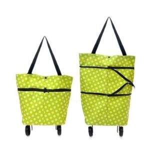 Foldable Grocery Shopping Bag with Wheels, Expandable Trolley Bag for Kitchen & Market, Portable Handbag with Collapsible Rolling Wheels. (Pack of 1)