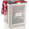 Foldable Laundry Basket With Wheels Ventilated Hamper For Clothes Storage Foldable Laundry Basket With Wheels Ventilated Hamper For Clothes Storage For Bathroom Laundry Room Collapsible Laundry Bin With Lid (White) Pack of (1)