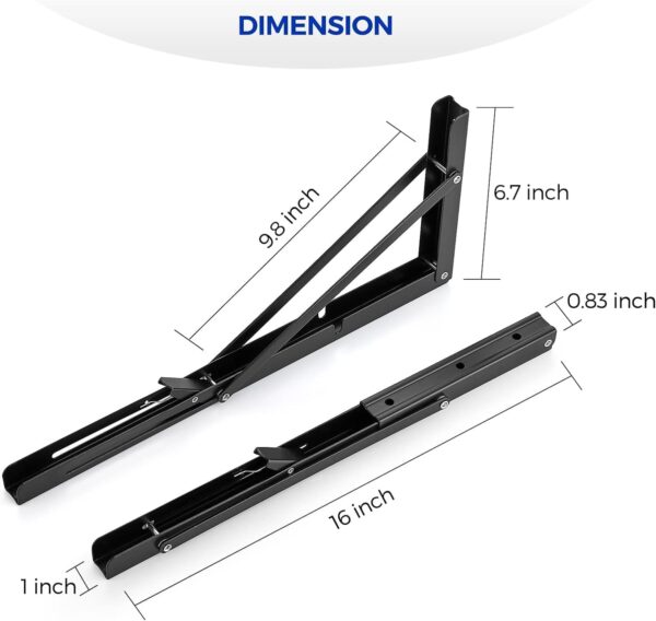 Folding-Shelf-Brackets-16-Inch-40-cm-Pack-of-2-Heavy-Duty-Mild-Metal-Wall-Mount-Foldable-Collapsible-Shelf-Support-for-Kitchen-Table-Workbench-Storage-Shelves-Black.jpg Folding Shelf Brackets (16 Inch, 40 cm) Pack of 2 Heavy Duty Mild Metal Wall Mount Foldable Collapsible Shelf Support for Kitchen, Table, Workbench, Storage Shelves, Black