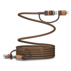 G+ Flash 4-in-1 100W Magnetic Charging Cable with LED Indicator, G+ Flash 4-in-1 100W Magnetic Charging Cable with LED Indicator, Self-winding, 480Mbps, 4 Ports (2 Type-C, Type-A, Lightning), 120cm Cord Length, For Laptops, Tablets, & High-power Devices
