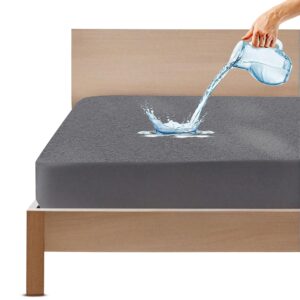 GADDA CO 100% Waterproof Premium Cotton Feel Mattress Protector Double GADDA CO 100% Waterproof Premium Cotton Feel Mattress Protector Double Bed 72x72 Inch|Ultra Soft Breathable & Hypoallergenic Fitted Bed Protector Terry Cover(6x6 feet, Fits Upto 10 Inches, Grey)