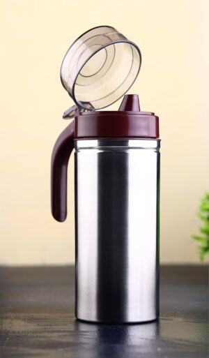GANESH Multipurpose Stainless Steel Handy Oil Pourer, Food Grade Plastic GANESH Multipurpose Stainless Steel Handy Oil Pourer, Food Grade Plastic Olive Oil, Vinegar Dispenser, Dust and Leak Proof Jar, Multicolour (1000 ML)