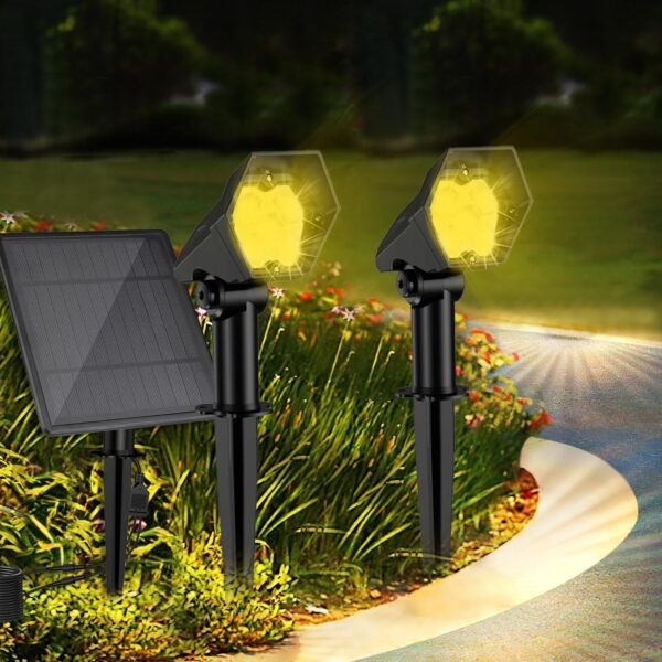 GIGALUMI GL-193 10 LED Solar Dual Spotlight IP65 Waterproof Outdoor GIGALUMI GL-193 10 LED Solar Dual Spotlight IP65 Waterproof Outdoor Smart Spot Lights with 6V Panel 1800mAh Battery for Driveway Pathway Garden (2 Pcs, Warm White)