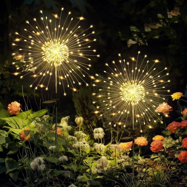 GIGALUMI Garden Decor Outdoor Lights 120LED 2Pack, Solar Garden Lights GIGALUMI Garden Decor Outdoor Lights 120LED 2Pack, Solar Garden Lights for Outside Christmas Fairy Firework Decorative,Solar Powered for Yard Pathway Flowerbed Planter Balcony Patio Decor (Warm White