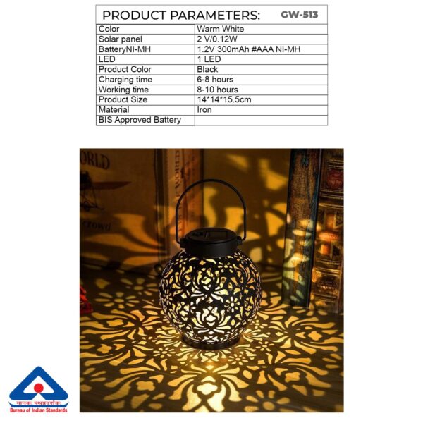 GIGAWATTS-GW-513-LED-Solar-Lanterns-with-2V-Panel-300mAh-Ni-MH-Battery-Outdoor-Hanging-Decorative-Hollowed-Out-Flower-Design-Lights-for-Garden-Yard-Patio-Tabletop-Pack-of-1-Warm-White.jpg GIGAWATTS GW-513 LED Solar Lanterns with 2V Panel 300mAh Ni-MH Battery Outdoor Hanging Decorative Hollowed-Out Flower Design Lights for Garden Yard Patio Tabletop (Pack of 1, Warm White)