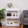 GION Plastic Kitchen Storage Rack Multi Utility Narrow Space Saving Slim Side Storage Organizer Rack Shelf with Wheels for Household Kitchen, Office, Bathroom (1Pcs) (3 Layer)