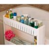GION Plastic Kitchen Storage Rack Multi Utility Narrow Space Saving Slim Side Storage Organizer Rack Shelf with Wheels for Household Kitchen, Office, Bathroom (1Pcs) (3 Layer)