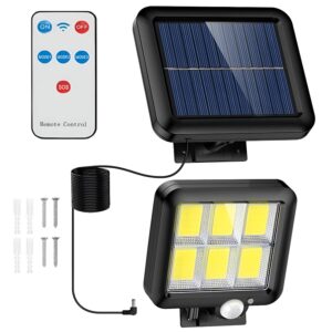 GITGRNTH Solar Motion Sensor Outdoor Light with Remote Control, IP65 GITGRNTH Solar Motion Sensor Outdoor Light with Remote Control, IP65 Waterproof Wall Light, 3 Adjustable Lighting Modes, High Brightness LED Solar Security Light for Garden (Split Solar Lamp)