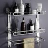 GLOXY Premium Stainless Steel Bathroom Shelf Rack 3 Layer with Towel Rods & Multipurpose Hooks - Adhesive Magic Sticker Bathroom Organiser Rack for Home, Office, Hotels & Restaurants