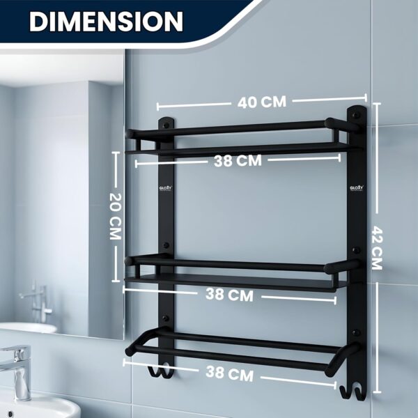 GLOXY-Premium-Stainless-Steel-Matt-Black-Bathroom-Shelf-Rack-2-Layer-with-Towel-or-Napkin-Holder-Rods-Black-Bathroom-Accessories-for-Home-Office-Hotels-Restaurants.jpg GLOXY Premium Stainless Steel Matt Black Bathroom Shelf Rack 2 Layer with Towel or Napkin Holder Rods Black Bathroom Accessories for Home, Office, Hotels & Restaurants
