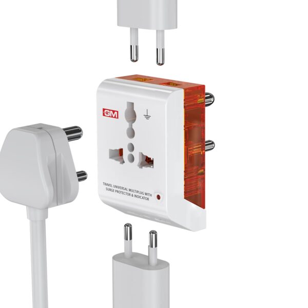 GM 3012 3-Pin Universal Multi Plug Fast Charging Travel Adapter GM 3012 3-Pin Universal Multi Plug Fast Charging Travel Adapter | All-in-1 Worldwide Travel Adapter | Surge Protector | LED Indicator | Compact Design | Supports 150+ Countries | Safety Shutter