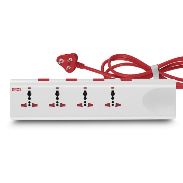GM 3061 E-Book Power Strip | 4 Universal Sockets + GM 3061 E-Book Power Strip | 4 Universal Sockets + Individual Switches | 2m Heavy-Duty Cord | Thermal Trip Overload Protection | LED Indicator | Child Safety Shutters