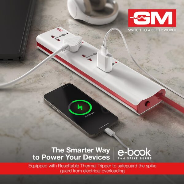 GM-3061-E-Book-Power-Strip-4-Universal-Sockets-Individual-Switches-2m-Heavy-Duty-Cord-Thermal-Trip-Overload-Protection-LED-Indicator-Child-Safety-Shutters.jpg GM 3061 E-Book Power Strip | 4 Universal Sockets + Individual Switches | 2m Heavy-Duty Cord | Thermal Trip Overload Protection | LED Indicator | Child Safety Shutters