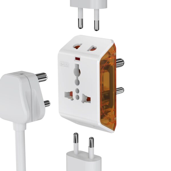 GM 6AMP 3-Pin Multiplug Travel Adapter with Universal Socket | GM 6AMP 3-Pin Multiplug Travel Adapter with Universal Socket | Supports 2-Pin & 3-Pin Plugs | Multiple Charging Ports | Charge Smartphones, Laptops & Other Devices | Compact & Reliable 3017