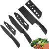 GOPINATHECOM Stainless Steel Kitchen Knife Set 3 Pcs Black Professional Chef Meat Cleaver Knives with Cover Non Slip Handle High Carbon Steel for Home and Restaurant