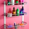 GOSAI Stainless Steel Self-Adhesive or Wall Mount 3 Layer Bathroom GOSAI Stainless Steel Self-Adhesive or Wall Mount 3 Layer Bathroom Shelf Organizer Multipurpose Shelf Rack | Soap Dish & Tumbler Holder | Bathroom Accessories Set | Bathroom Wall Shelf 16x5x17 inch