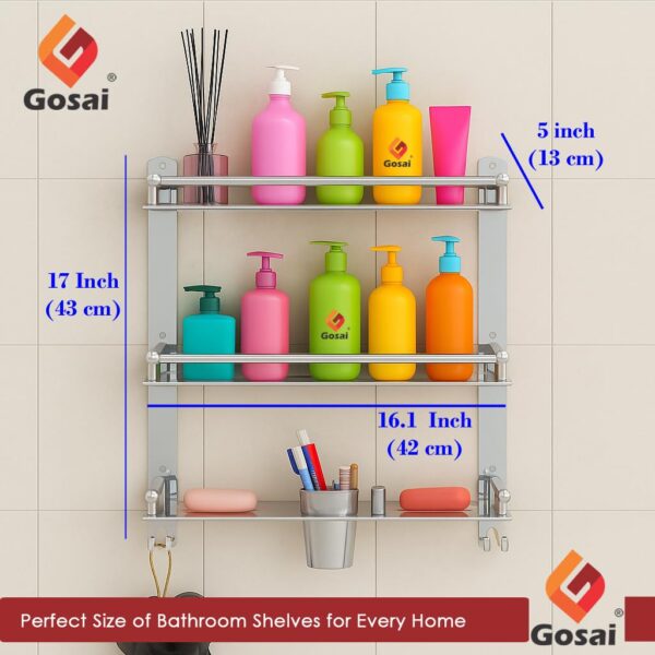 GOSAI-Stainless-Steel-Self-Adhesive-or-Wall-Mount-3-Layer-Bathroom-Shelf-Organizer-Multipurpose-Shelf-Rack-Soap-Dish-Tumbler-Holder-Bathroom-Accessories-Set-Bathroom-Wall-Shelf-16x5x17-inch.jpg GOSAI Stainless Steel Self-Adhesive or Wall Mount 3 Layer Bathroom Shelf Organizer Multipurpose Shelf Rack | Soap Dish & Tumbler Holder | Bathroom Accessories Set | Bathroom Wall Shelf 16x5x17 inch