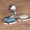 GRIVAN Wall Mount Stainless Steel Round Shape Double Soap Holder/Stand/Dish for Bathroom, Soap Tray for Bathroom Wall/Bathroom Accessories SS304