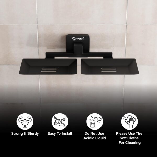 GRIVAN-Wall-Mounted-Stainless-Steel-Black-Matt-Finish-Square-Shape-Double-Soap-Holder-for-Bathroom-Soap-StandsSoap-Tray-for-Bath-Dish-Bathroom-Accessories-and-Fittings-Rust-Free-Set-of-1.jpg GRIVAN Wall Mounted Stainless Steel Black Matt Finish Square Shape Double Soap Holder for Bathroom, Soap Stands/Soap Tray for Bath Dish Bathroom Accessories and Fittings Rust Free (Set of 1)