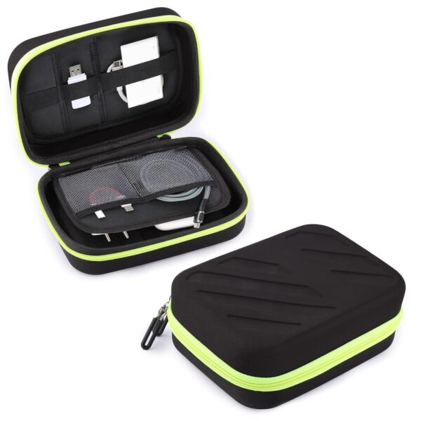 GadgetBite EVA Portable Pouch for Electronic Accessories USB Cables, Power Bank, Battery, Portable Hard Drive, SD Memory Card, Earphones, Travel Gadgets Travel Friendly Case(Black&Green)