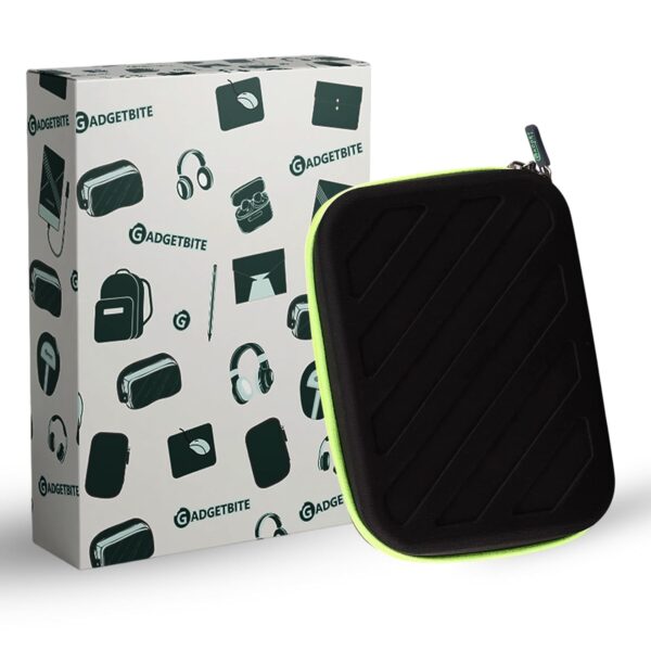 GadgetBite EVA Portable Pouch for Electronic Accessories USB Cables, Power Bank, Battery, Portable Hard Drive, SD Memory Card, Earphones, Travel Gadgets Travel Friendly Case(Black&Green)