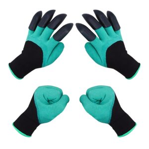Garden Gloves With Claws 2 Pairs for Weeding Seeding Yard Fingertips Claw Gloves Lightweight to Cultivate Transplant Plant Green