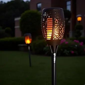 Garden Solar Flame Lights – Flickering LED Torch Lights for Garden Solar Flame Lights – Flickering LED Torch Lights for Outdoor Decoration | Waterproof Solar-Powered Flame Lamps for Pathway, Patio, Lawn & Landscape (Pack of 2/4)
