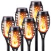 Geemoo 6 Pack Solar Flickering Dancing Flame Lights Waterproof Solar Torch Lights for Outdoor Garden Patio Pathway Yard Driveway Decorative