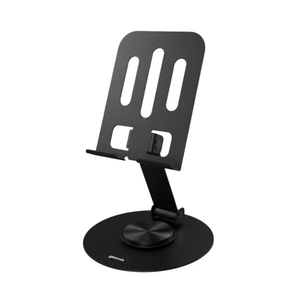 Geonix Trek M3 360° Rotatable & Foldable Mobile Phone Stand Geonix Trek M3 360° Rotatable & Foldable Mobile Phone Stand – Metallic, Adjustable Height & Angle, Universal Holder for Smartphones & Tablets (Black)