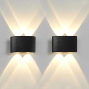 Gesto 4W Waterproof Led Wall Light for Home Decoration – Gesto 4W Waterproof Led Wall Light for Home Decoration – Up Down 2-Way LED Wall Lamp | IP65 Outdoor Fancy Wall Lights for Balcony,Gate,Elevation,Garden,Patio | Decorative Wall Mount Light -Pack of 2