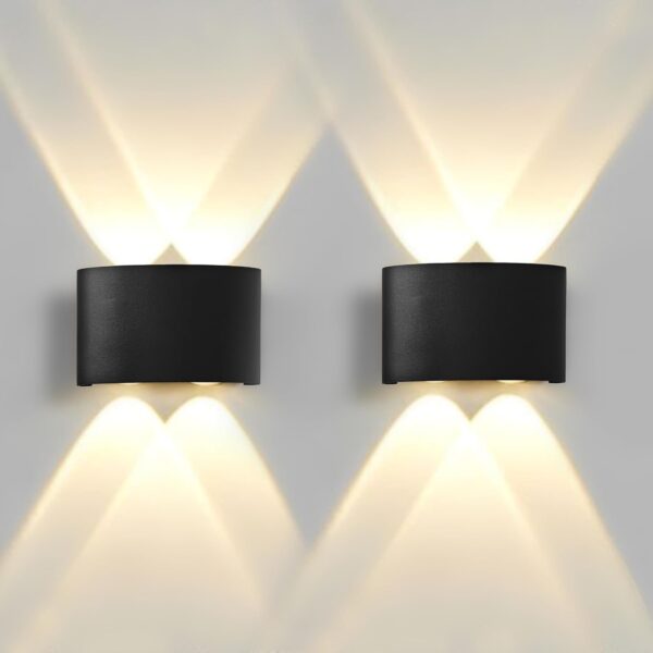 Gesto 4W Waterproof Led Wall Light for Home Decoration – Gesto 4W Waterproof Led Wall Light for Home Decoration – Up Down 2-Way LED Wall Lamp | IP65 Outdoor Fancy Wall Lights for Balcony,Gate,Elevation,Garden,Patio | Decorative Wall Mount Light -Pack of 2