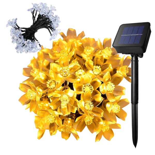Gigawatts 30 LED Solar Cherry Blossom String Light | Solar Gigawatts 30 LED Solar Cherry Blossom String Light | Solar Garden Light, Outdoor Decorative Flower Lights for Home, Garden, Yard, Patio, Driveway Décor (Pack of 1, Warm White)
