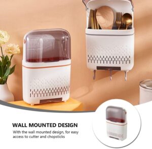 Glass, Plastic, Metal Wall Mounted Multifunctional Spoon Fork Chopstick Storage Glass, Plastic, Metal Wall Mounted Multifunctional Spoon Fork Chopstick Storage Holder Box Tableware Shelf Organazation Rack Cutlery Drain Rack Organizer Case for Kitchen,Storage Holder