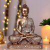Global Grabbers New 25 Centimetre Meditating Sitting Buddha Statue showpiece Idol Home Decor Items for Living Room and Gifts (Golden2)