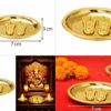 Gold Color Charan Paduka for Pooja | Decorative Vishnu Charan Gold Color Charan Paduka for Pooja | Decorative Vishnu Charan Paduka with Plate | 7 * 3 cm Auspicious Puja Item for Mandir, Diwali & Gifting Set of 2