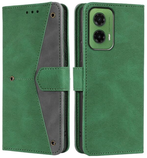 GoldKart Flip Back Cover Case for Motorola G35 5G | GoldKart Flip Back Cover Case for Motorola G35 5G | Dual-Color Leather Finish | Inbuilt Stand & Pockets | Flip Cover for Motorola Moto G35 5G (Faux Leather, Green)