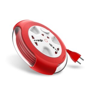 Goldmedal Krysta 2 Pin Heavy-Duty 5-Meter Cable Extension Cord |Master Goldmedal Krysta 2 Pin Heavy-Duty 5-Meter Cable Extension Cord |Master Switch with Indicator|Universal Sockets | Ultra-Smooth Rotation Extension Board for Home & Office| (White and Red)