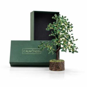 Green Aventurine Crystal Wooden Tree | Natural Luck & Prosperity Green Aventurine Crystal Wooden Tree | Natural Luck & Prosperity Gemstone Bonsai with Wooden Base | Crystal Tree for Positive Energy | Good Luck Tree