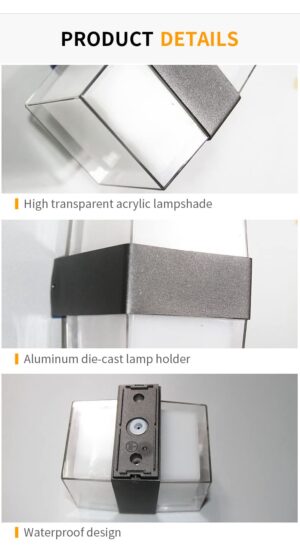 Groeien LED 12 watt Modern Outdoor Acrylic Wall lamp Decorative Groeien LED 12 watt Modern Outdoor Acrylic Wall lamp Decorative Garden Light Up and Down Light Waterproof Outdoor Light (Square)